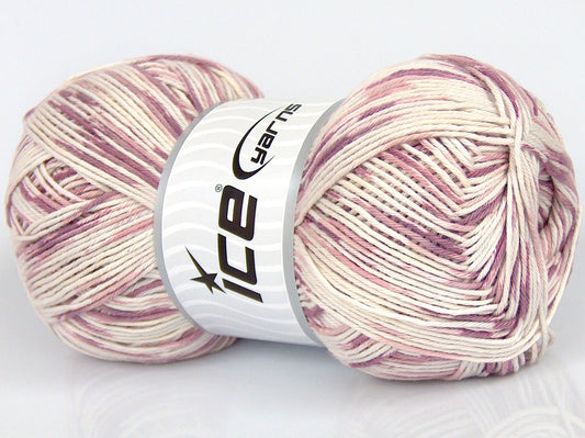 Lot of 2 x 225gr Skeins Ice Yarns SALE SUMMER (100% Cotton) Yarn Lilac Shades Ecru