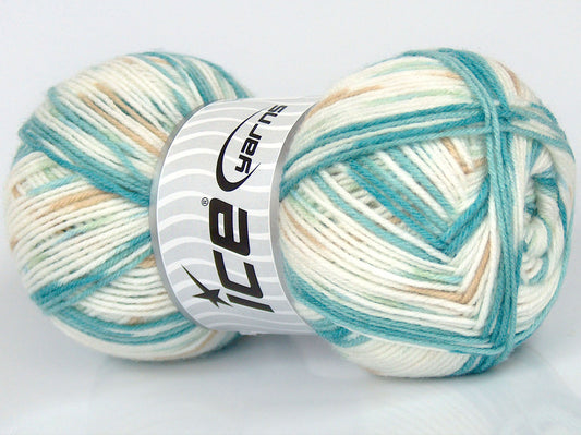 Lot of 3 x 100gr Skeins Ice Yarns SALE ACRYLIC Yarn Turquoise Shades Camel Shades Cream