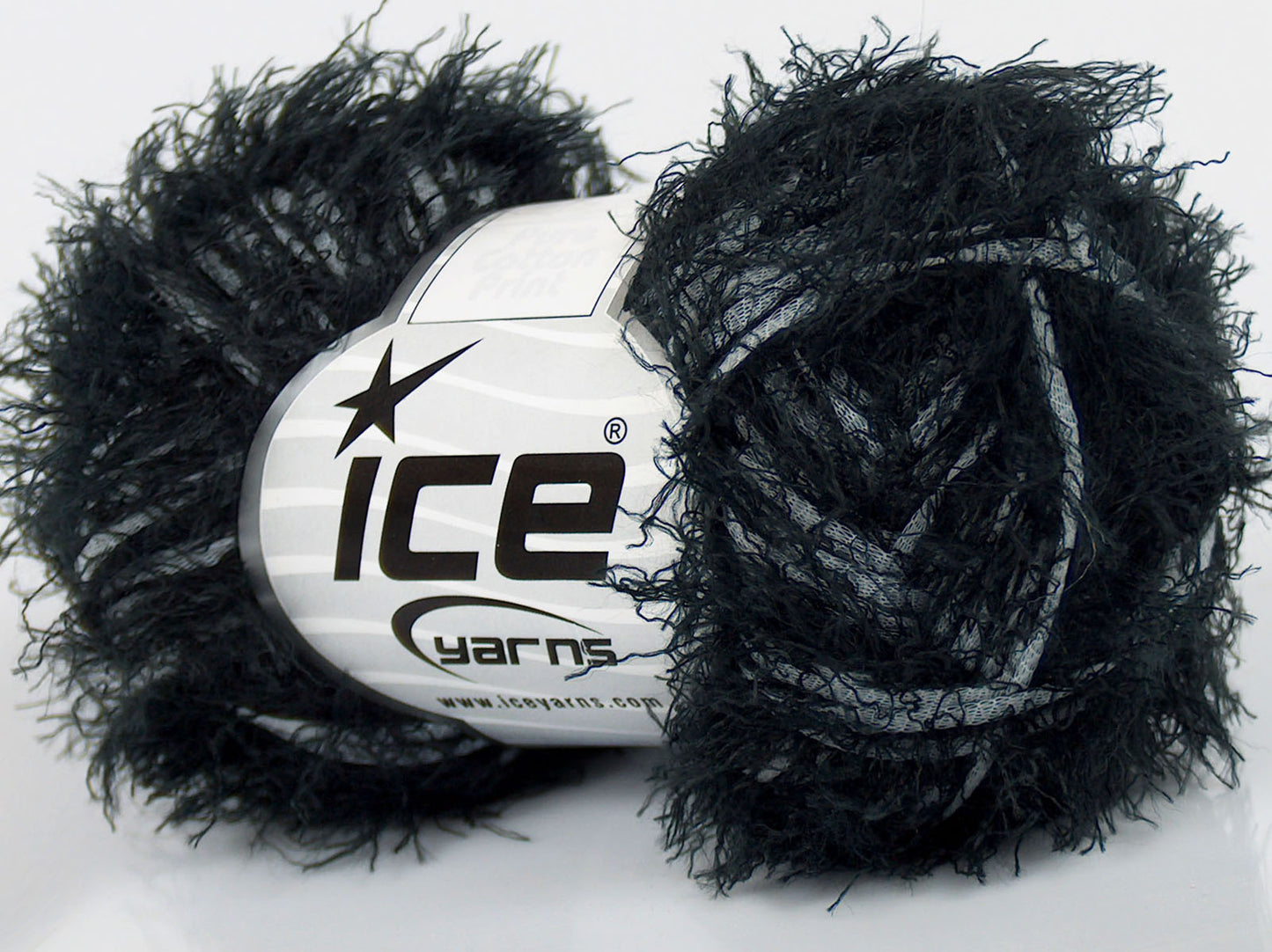Lot of 6 Skeins Ice Yarns SALE EYELASH BLEND Hand Knitting Yarn Black White