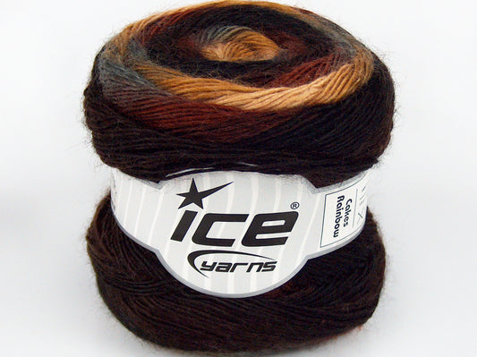 Lot of 4 x 100gr Skeins Ice Yarns CAKES RAINBOW Yarn Brown Shades Grey Cream