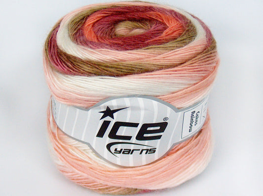 Lot of 4 x 100gr Skeins Ice Yarns CAKES RAINBOW Yarn Pink Shades Brown White