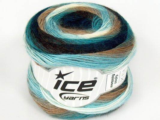 Lot of 4 x 100gr Skeins Ice Yarns CAKES RAINBOW Yarn Turquoise Shades Camel Cream