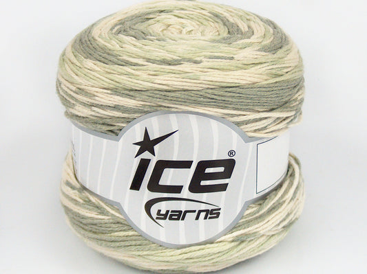 Lot of 4 x 100gr Skeins Ice Yarns CAKES COTTON SWEET (60% Cotton) Yarn Green Shades Cream