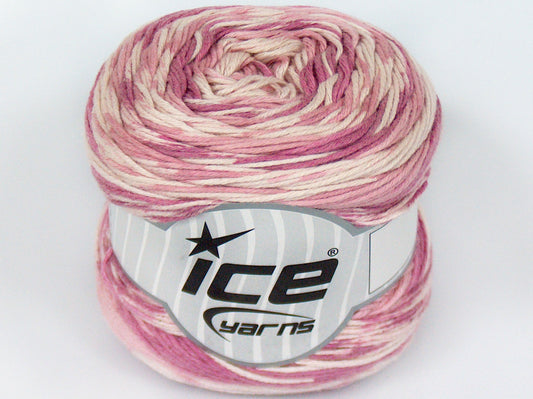 Lot of 4 x 100gr Skeins Ice Yarns CAKES COTTON SWEET (60% Cotton) Yarn Pink Shades White