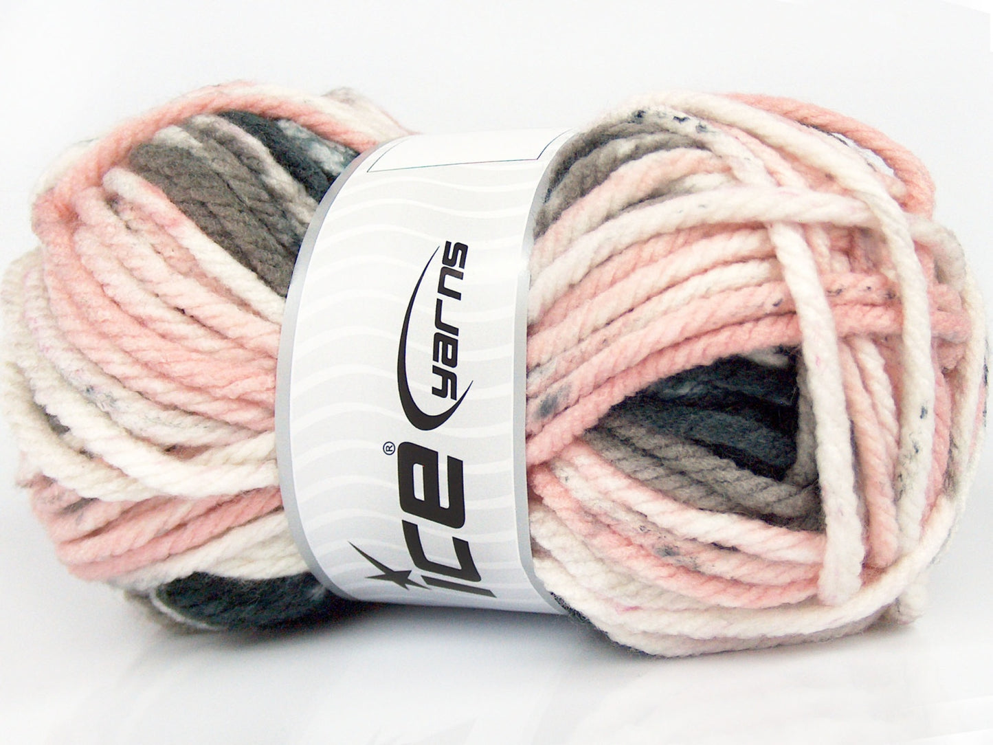 Lot of 3 x 120gr Skeins Ice Yarns SALE SELF-STRIPING Yarn Black Grey White Cream Pink Camel