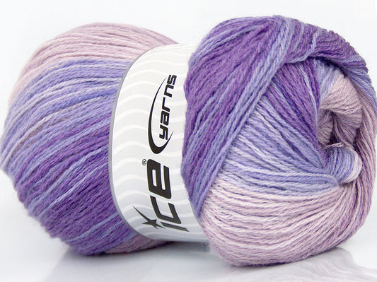 Lot of 4 x 100gr Skeins Ice Yarns ANGORA BATIK (20% Angora 20% Wool) Yarn Lilac Shades