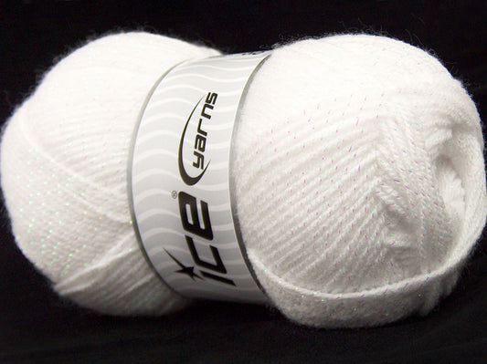 Lot of 4 x 100gr Skeins Ice Yarns STAR GLITZ Yarn White Iridescent
