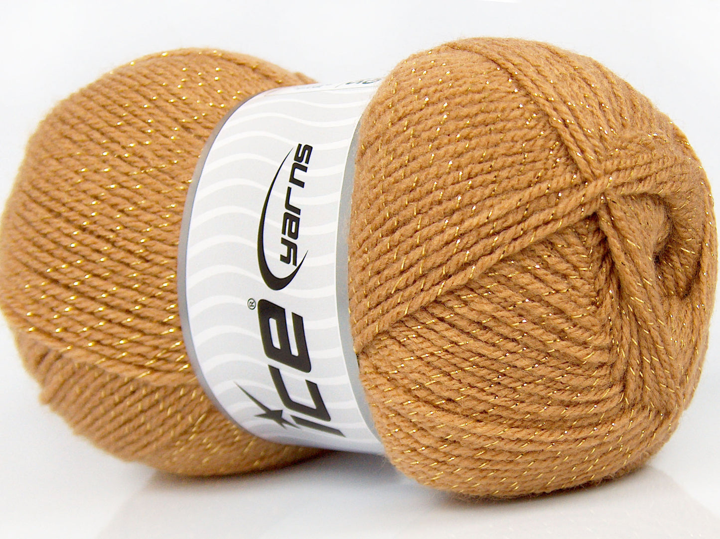 Lot of 4 x 100gr Skeins Ice Yarns STAR GLITZ Hand Knitting Yarn Camel