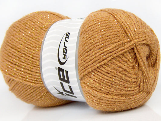 Lot of 4 x 100gr Skeins Ice Yarns STAR GLITZ Hand Knitting Yarn Camel