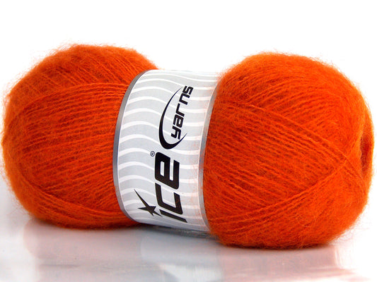 Lot of 4 x 100gr Skeins Ice Yarns MOHAIR SUPERSTAR (50% Mohair) Yarn Orange