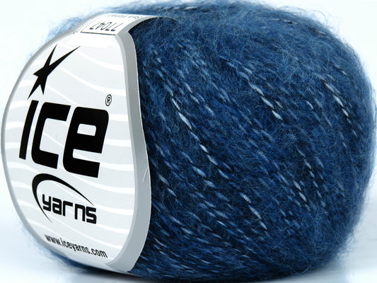 Lot of 10 Skeins Ice Yarns SALE MOHAIR-WOOL BLEND (20% Mohair) Yarn Blue