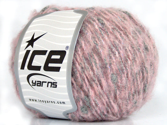 Lot of 8 Skeins Ice Yarns SALE METALLIC (20% Wool) Hand Knitting Yarn Pink Grey