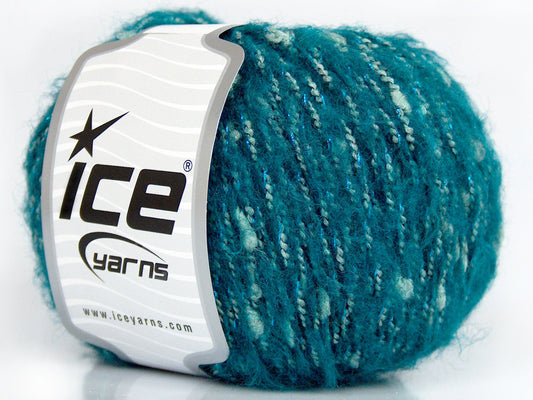 Lot of 8 Skeins Ice Yarns SALE METALLIC (20% Wool) Hand Knitting Yarn Turquoise
