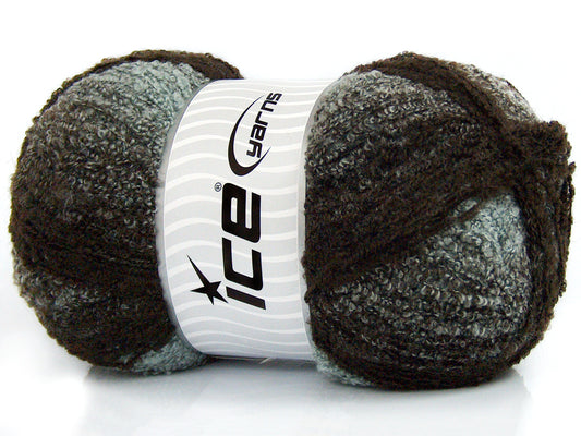 340 gr ICE YARNS KARIEGA (15% Mohair 10% Wool) Yarn Brown Light Grey