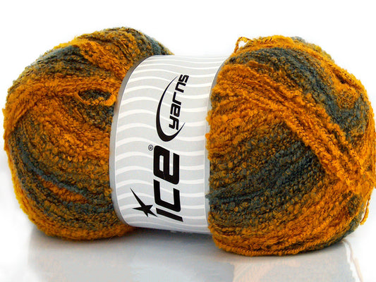 340 gr ICE YARNS KARIEGA (15% Mohair 10% Wool) Hand Knitting Yarn Gold Grey