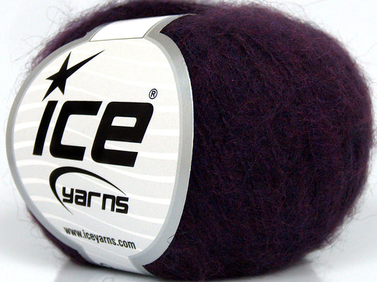 Lot of 10 Skeins Ice Yarns KID MOHAIR FINE (30% Kid Mohair) Yarn Dark Purple