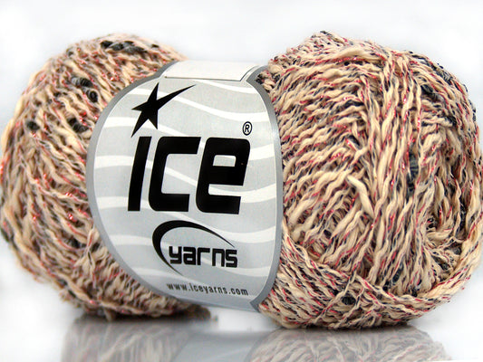 Lot of 8 Skeins Ice Yarns SALE METALLIC (40% Cotton) Yarn Cream Black