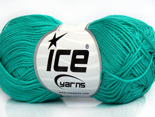Lot of 6 Skeins Ice Yarns CECILIA COTTON (100% Mercerised Cotton) Yarn Emerald Green