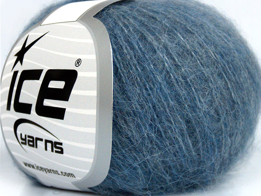 Lot of 10 Skeins Ice Yarns KID MOHAIR FINE (30% Kid Mohair) Yarn Jeans Blue