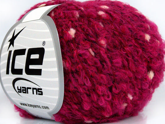 Lot of 8 Skeins Ice Yarns SALE BOUCLE (15% Wool) Hand Knitting Yarn Fuchsia