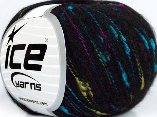 Lot of 8 Skeins Ice Yarns SALE WINTER (10% Wool) Yarn Black Turquoise Green Fuchsia