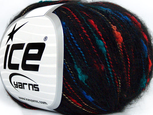 Lot of 8 Skeins Ice Yarns SALE WINTER (10% Wool) Yarn Black Rainbow