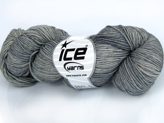 Lot of 2 x 100gr Skeins Ice Yarns HAND DYED MERINO EXTRAFINE (100% Superwash Extrafine Merino Wool) Yarn Storm Gray