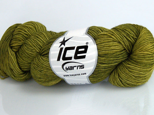 Lot of 2 x 100gr Skeins Ice Yarns HAND DYED MERINO EXTRAFINE (100% Superwash Extrafine Merino Wool) Yarn Green Guacamole