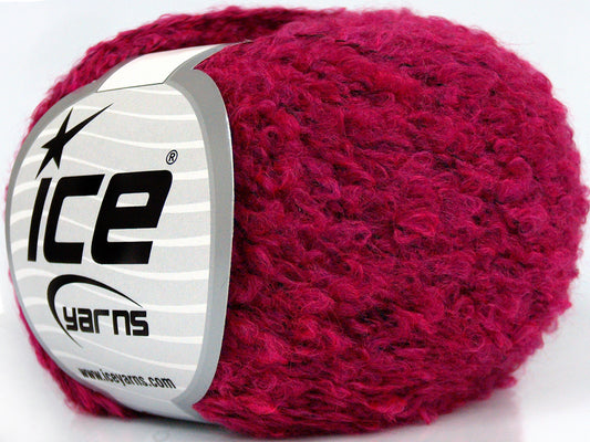 Lot of 8 Skeins Ice Yarns SALE BOUCLE (15% Wool) Hand Knitting Yarn Fuchsia