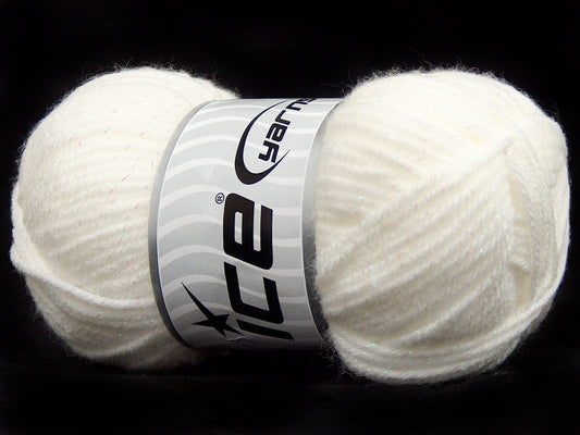 Lot of 6 Skeins Ice Yarns STAR VEGA Hand Knitting Yarn White Iridescent