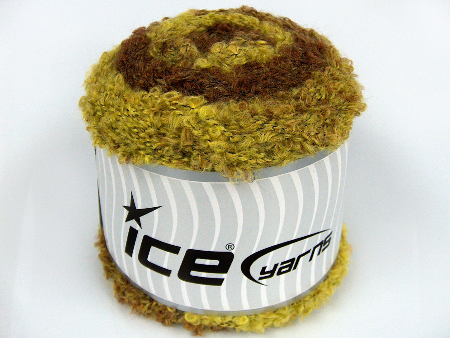 Lot of 2 x 150gr Skeins Ice Yarns CAKES BOUCLE FUN (13% Mohair) Yarn Brown Green