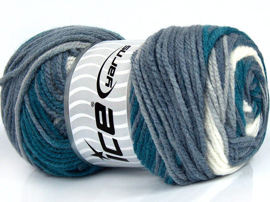 Lot of 4 x 100gr Skeins Ice Yarns AMBIANCE Yarn Grey White Turquoise