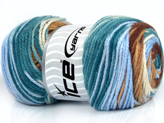 Lot of 4 x 100gr Skeins Ice Yarns AMBIANCE Yarn Brown Shades Blue Turquoise Beige