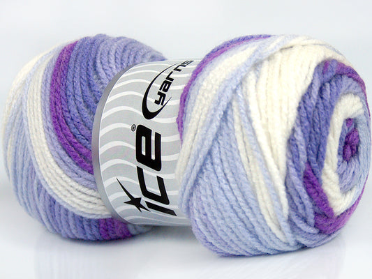 Lot of 4 x 100gr Skeins Ice Yarns AMBIANCE Yarn Lilac Shades White