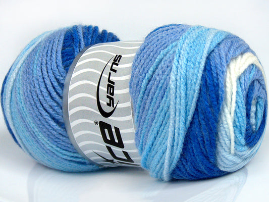 Lot of 4 x 100gr Skeins Ice Yarns AMBIANCE Yarn Blue Shades White