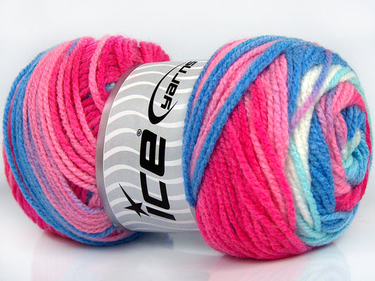 Lot of 4 x 100gr Skeins Ice Yarns AMBIANCE Yarn Pink Shades Blue Shades White