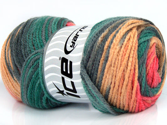 Lot of 4 x 100gr Skeins Ice Yarns AMBIANCE Yarn Salmon Grey Green Dark Cream