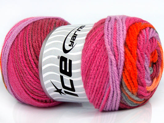 Lot of 4 x 100gr Skeins Ice Yarns AMBIANCE Yarn Orange Pink Lilac Green
