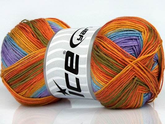 Lot of 4 x 100gr Skeins Ice Yarns BISCUIT Yarn Lilac Blue Gold Shades Lilac