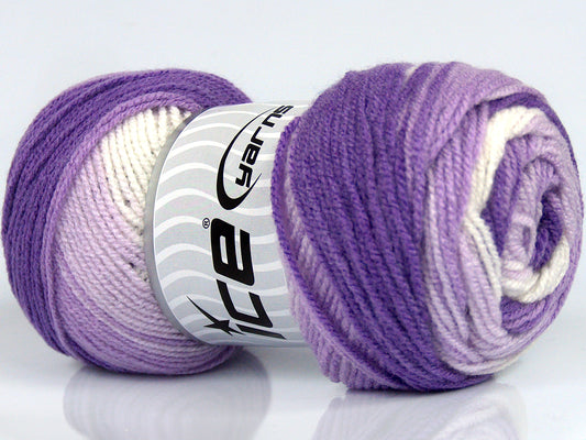Lot of 4 x 100gr Skeins Ice Yarns BABY BATIK Yarn Lilac Shades White