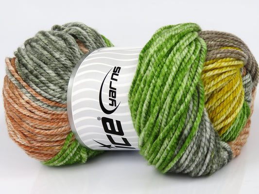Lot of 4 x 100gr Skeins Ice Yarns MAGIC SPRAY Yarn Camel Copper Grey Gold