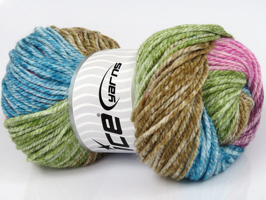 Lot of 4 x 100gr Skeins Ice Yarns MAGIC SPRAY Yarn Maroon Pink Turquoise Brown Green