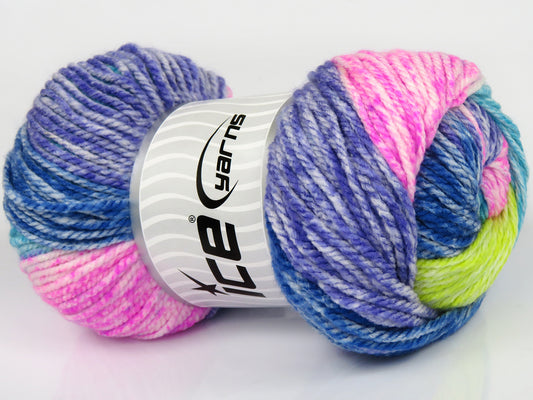 Lot of 4 x 100gr Skeins Ice Yarns MAGIC SPRAY Yarn Purple Blue Pink Turquoise Green