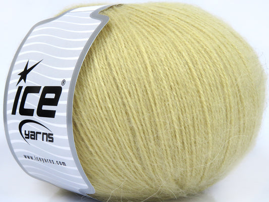 Lot of 4 x 100gr Skeins Ice Yarns ANGORA SOLID (20% Angora 20% Wool) Yarn Dark Cream