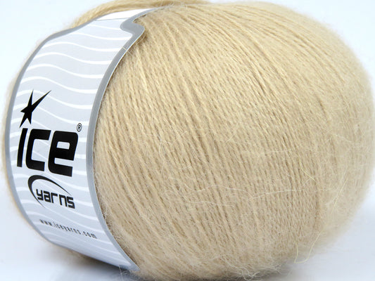 Lot of 4 x 100gr Skeins Ice Yarns ANGORA SOLID (20% Angora 20% Wool) Yarn Light Camel