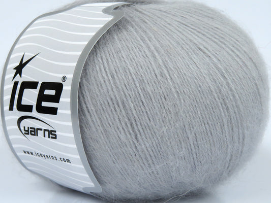 Lot of 4 x 100gr Skeins Ice Yarns ANGORA SOLID (20% Angora 20% Wool) Yarn Light Grey