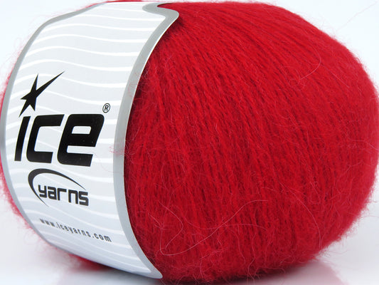 Lot of 4 x 100gr Skeins Ice Yarns ANGORA SOLID (20% Angora 20% Wool) Yarn Red