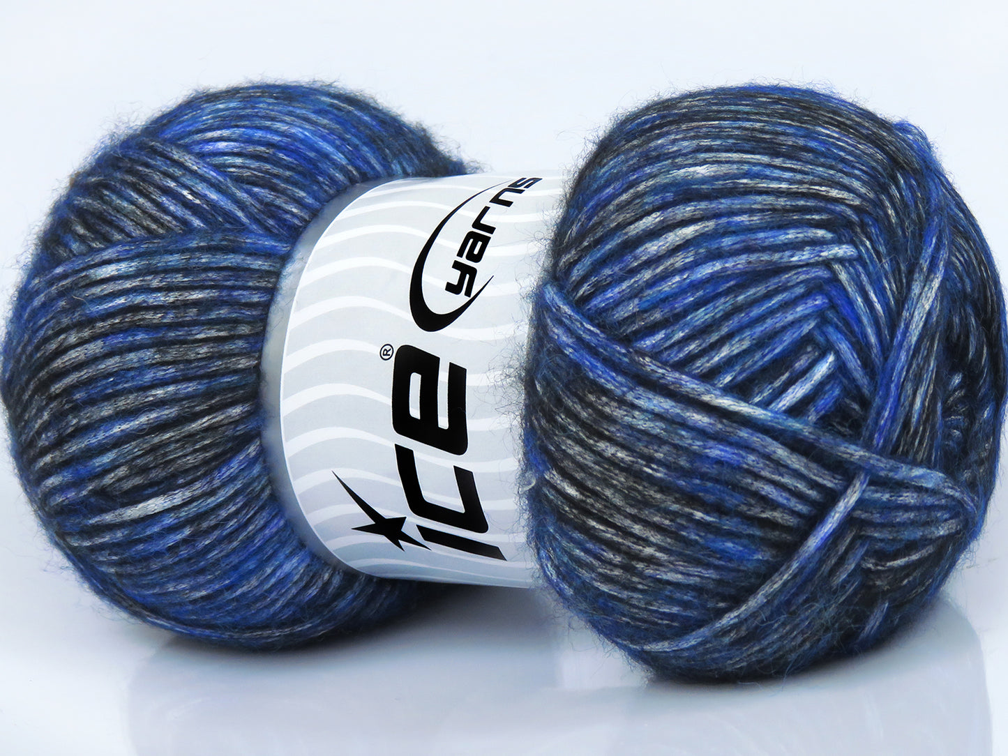 Lot of 2 x 150gr Skeins Ice Yarns MEGA STAR (20% Wool) Yarn Black Blue Turquoise