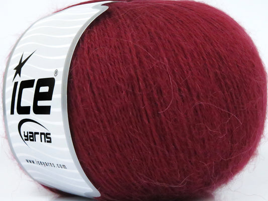 Lot of 4 x 100gr Skeins Ice Yarns ANGORA SOLID (20% Angora 20% Wool) Yarn Burgundy