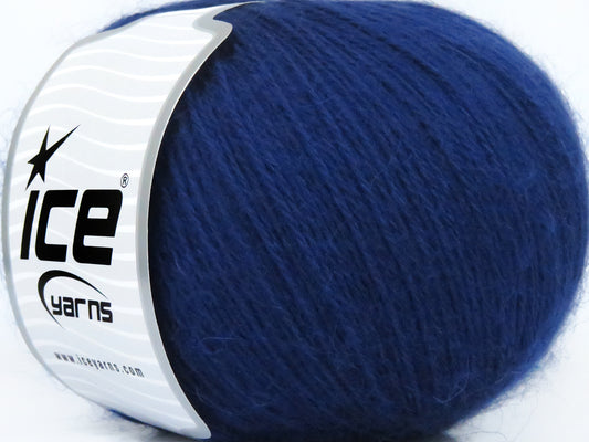 Lot of 4 x 100gr Skeins Ice Yarns ANGORA SOLID (20% Angora 20% Wool) Yarn Dark Blue